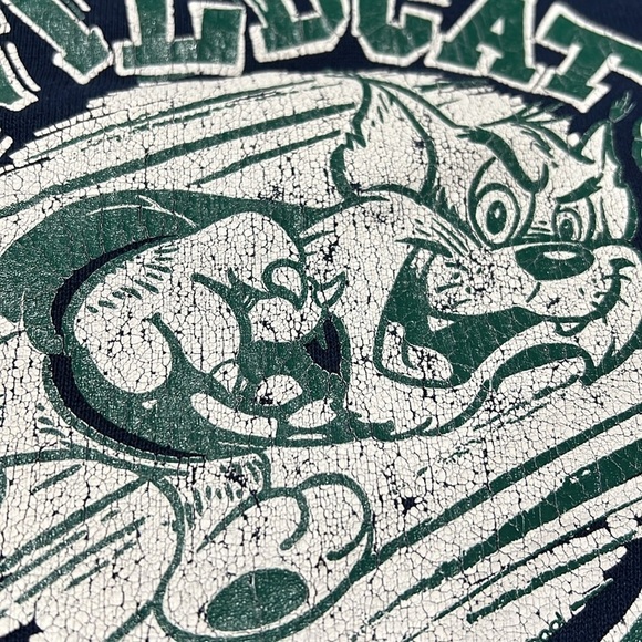 Vintage 80s Wildcat Spirit Blue Sports Jerzees Pullover 1980s Sweatshirt - Picture 5 of 6